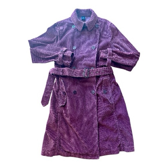 Vintage Wide Whale Corduroy Belted Trench Coat in Soft Raspberry • EUC• Size M - Picture 2 of 16